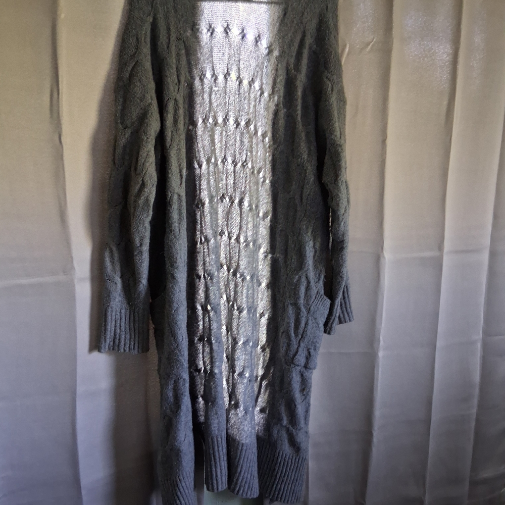 Pink Rose Charcoal Cable Knit Cardigan